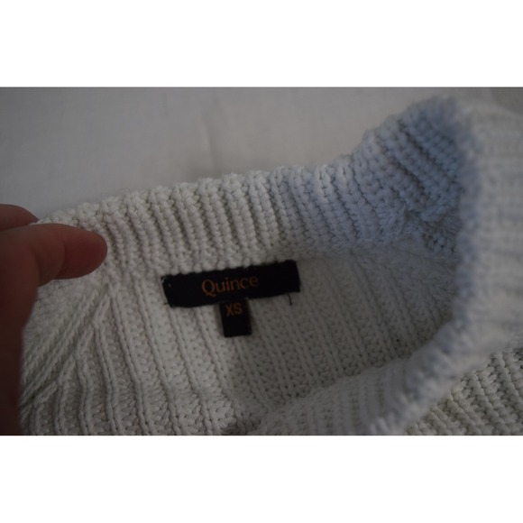 Quince Fisherman Sweater XS Womens Crewneck Organic Cotton White - Picture 4 of 6